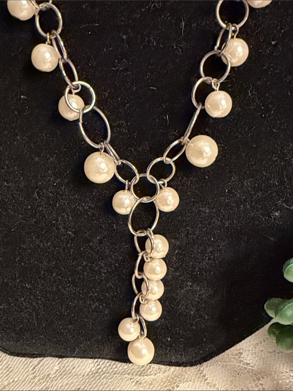 👑👑👑3 for 12$👑👑👑Pearl Drop Silver Necklace and Earrings Set - Picture 2 of 8